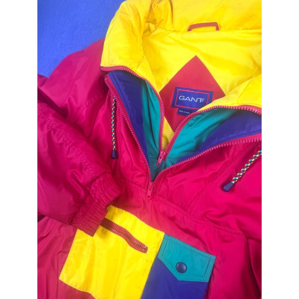Vintage 90s Gant Colorblock Anorak Pullover Jacket Mens XL Geometric
